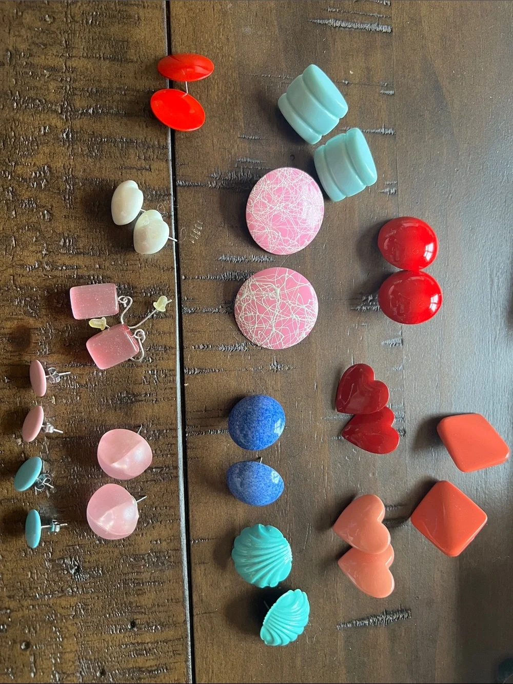 Colorful Assorted Stud Earring Set - Pink, Red, Blue, Aqua